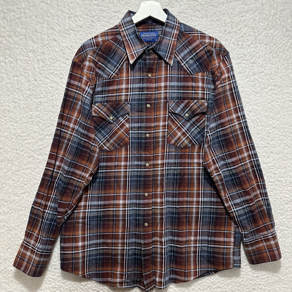 Pendleton Frontier Shirt Mens M Multicolor Plaid Western Pearl Snap Cowboy Retro